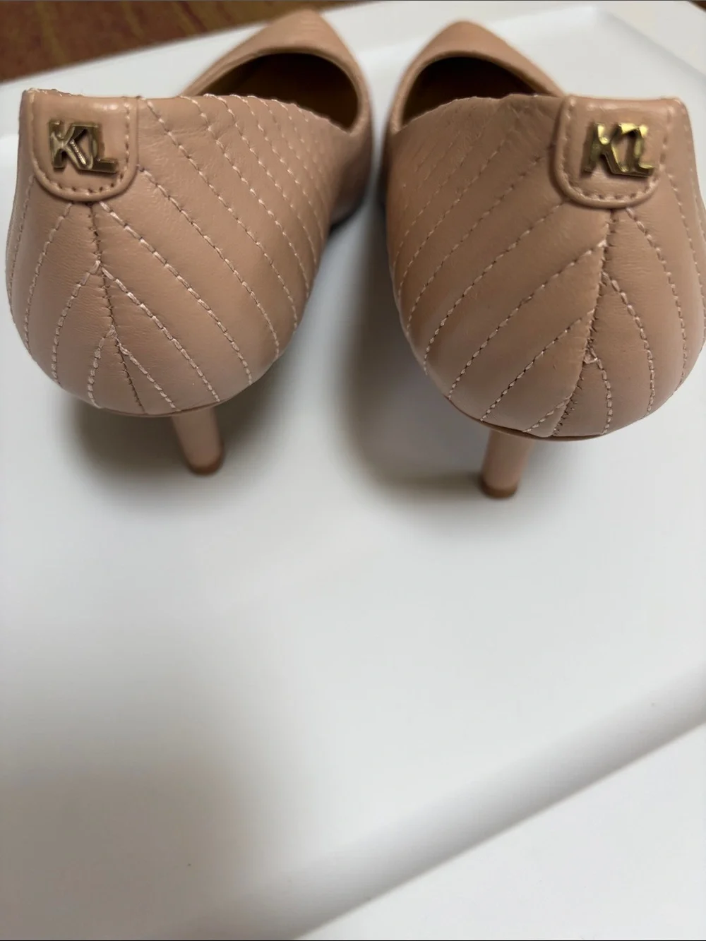Karl Lagerfeld Blush Quilted Pointed-Toe Flats